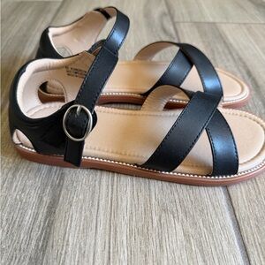 Girls Black Strappy Casual Sandals